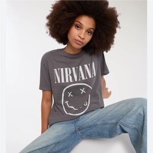 Nirvana Shirt L Smiley Face Blue